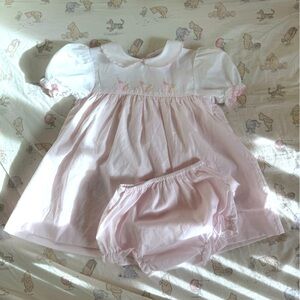 Pink and White Baby Easter Dress with Bloomers